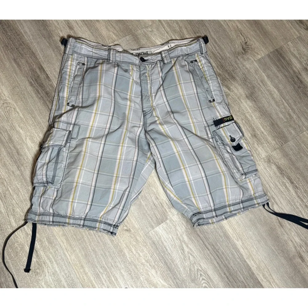 Jet‎ Lag Evil NEW paltel Men's Plaid Cargo Shorts Size 40 Drawstring